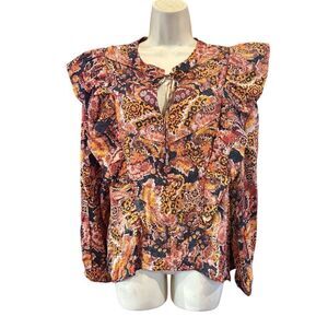 Chufy Deena Ruffle Boho Print Blouse in Amber NWT Size Medium